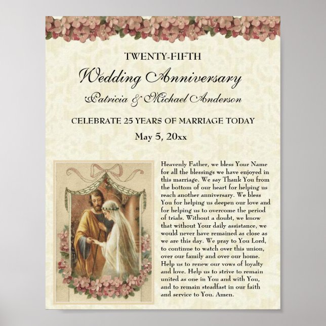 Catholic Wedding Anniversary Celebration Prayer  Poster (Front)