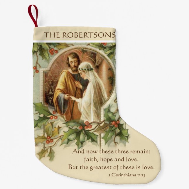 Catholic Wedding Blessed Virgin Mary St. Joseph Small Christmas Stocking (Front)