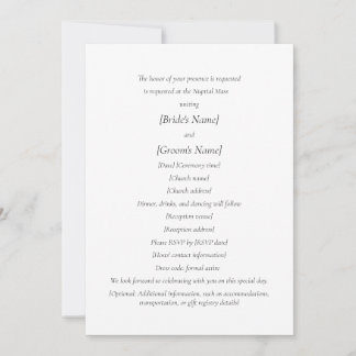 Catholic Wedding | Bride & Groom Hosting Simple Invitation