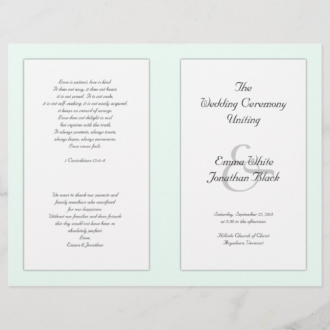 Catholic Wedding Ceremony Folded Program Template (Front)
