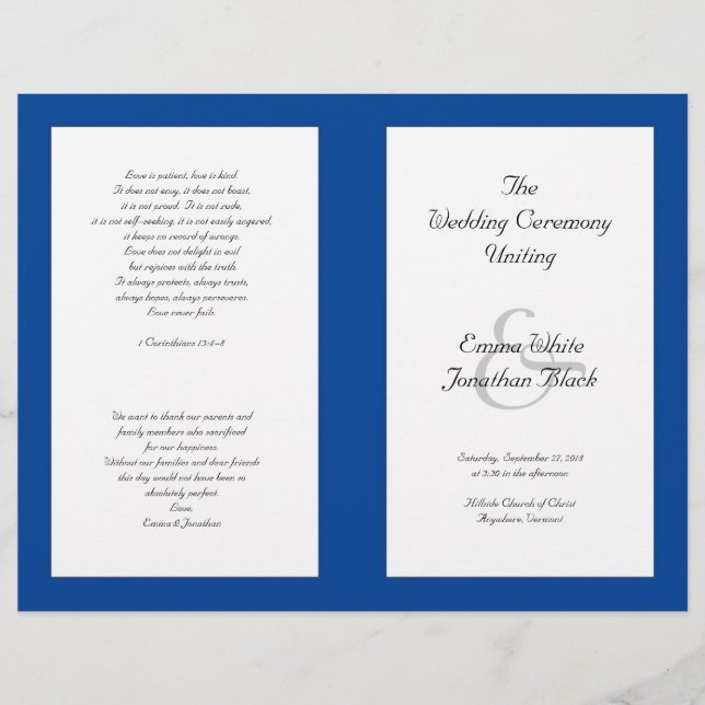 Catholic Wedding Ceremony Folded Program Template (Front)