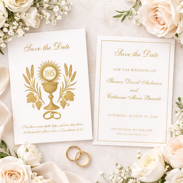 Catholic Wedding Elegant Save the Date (Creator Uploaded)
