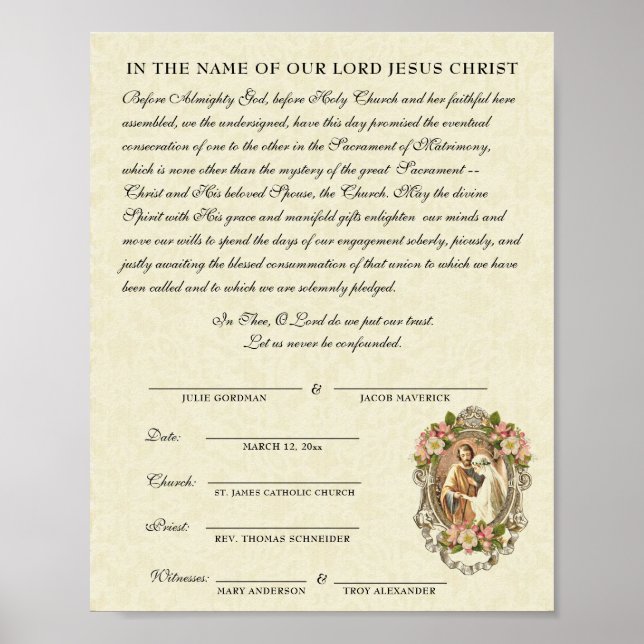 Catholic Wedding Engagement Betrothal Promise Poster (Front)