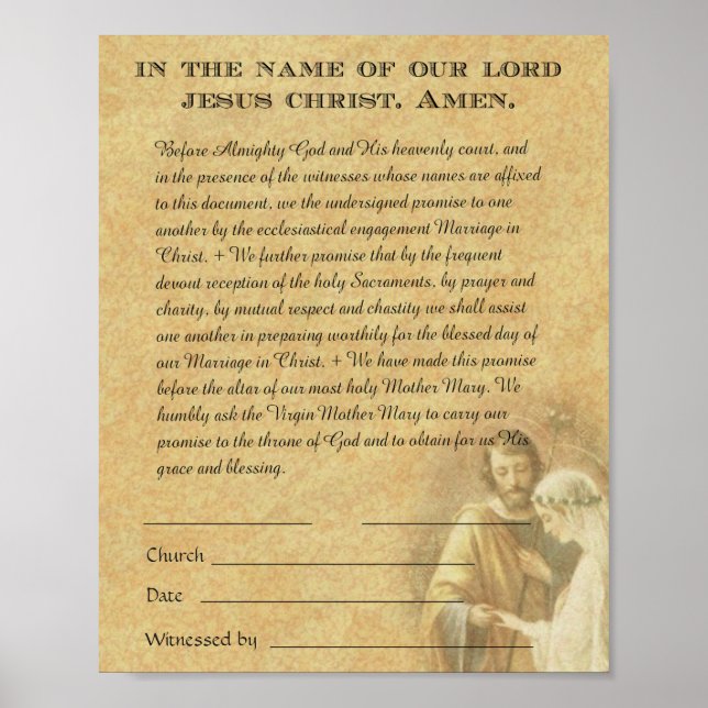 Catholic Wedding Engagement Betrothal Promise Poster (Front)