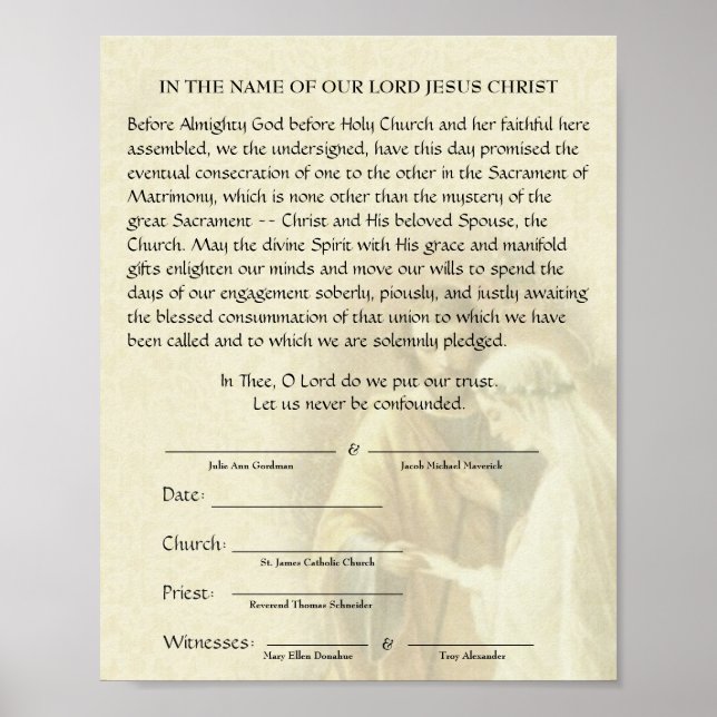 Catholic Wedding Engagement Betrothal Promise Poster (Front)
