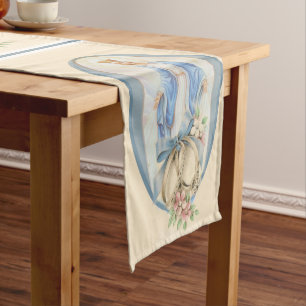 Catholic Wedding Engagement Virgin Mary Short Table Runner