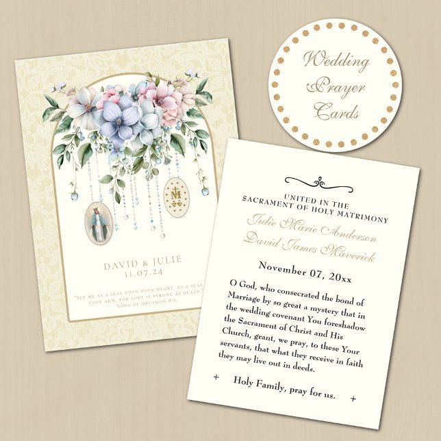 Catholic Wedding Favour Floral Remembrance Business Card (Creator Uploaded)