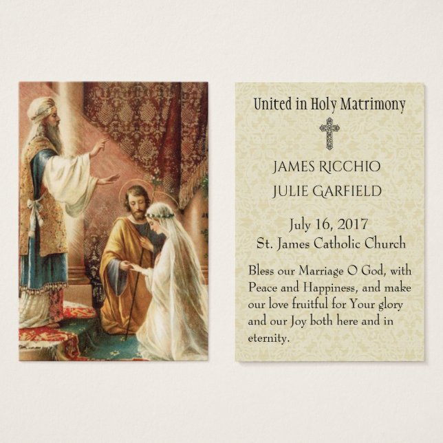Catholic Wedding Favour Holy Card Bride Groom (Front & Back)