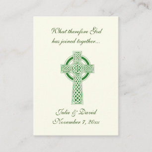 Catholic Wedding Favour Irish Green Celtic Cross Business Card