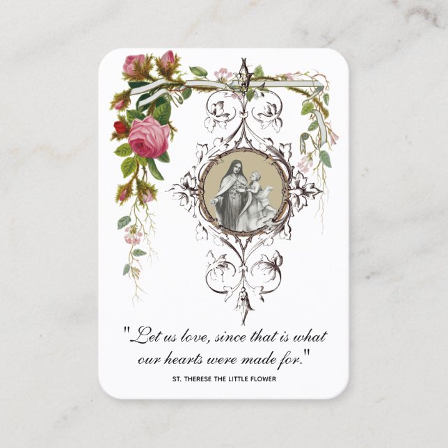 Catholic Wedding Favour St. Therese Remembrance Business Card (Front)