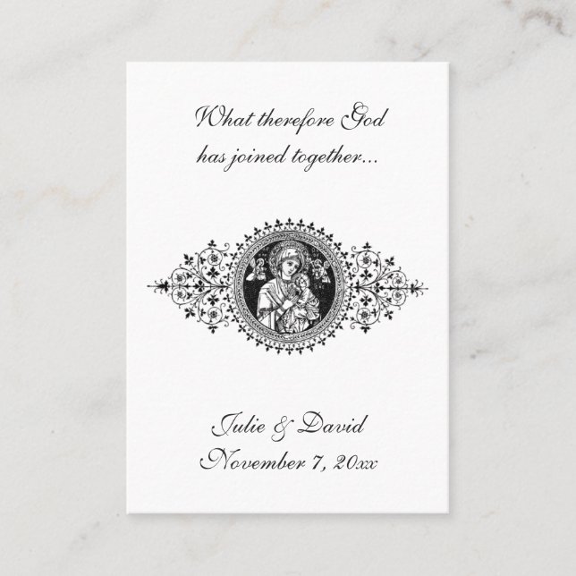 Catholic Wedding Favour Virgin Mary Remembrance    Business Card (Front)