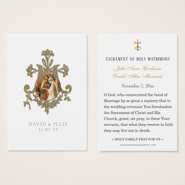 Catholic Wedding Holy Card Traditional (Front & Back)