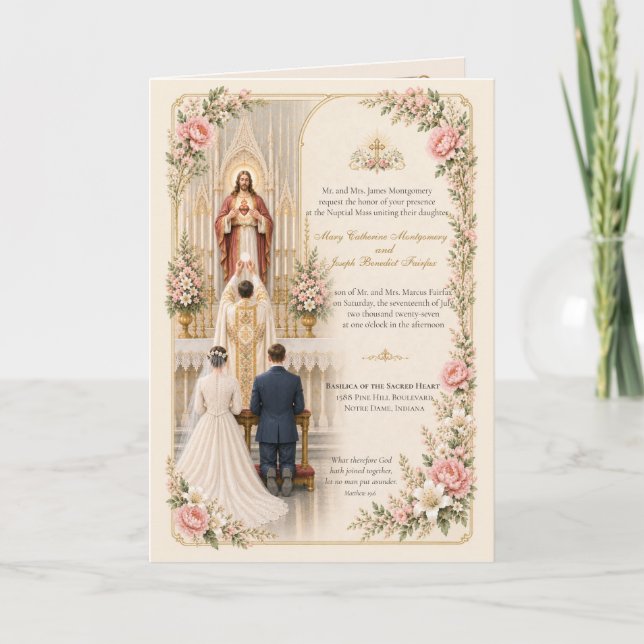 Catholic Wedding Invitation Sacred Heart (Front)