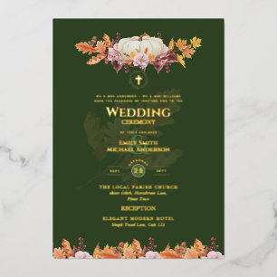 Catholic Wedding Invitations Autumn Fall Pumpkins