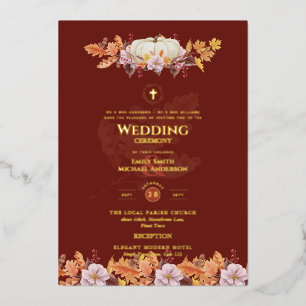 Catholic Wedding Invitations Autumn Fall Pumpkins