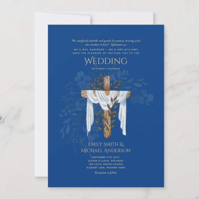 Catholic Wedding Invitations Christian Elegant  (Front)