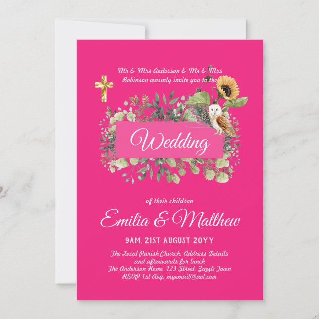 Catholic Wedding Invitations Floral Elegant Modern (Front)