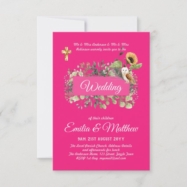 Catholic Wedding Invitations Floral Elegant Modern (Front)