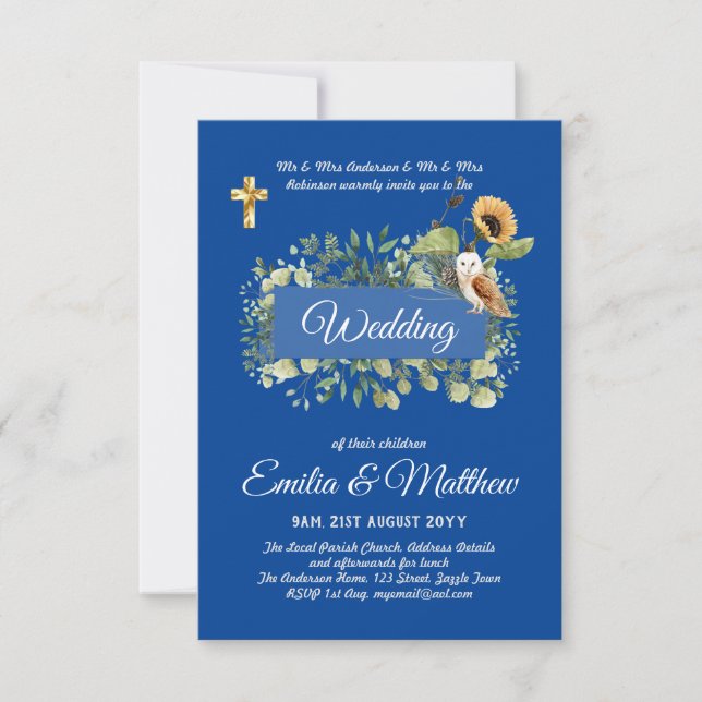 Catholic Wedding Invitations Floral Elegant Modern (Front)