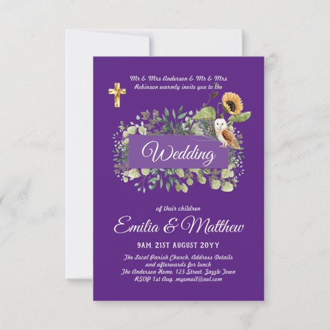 Catholic Wedding Invitations Floral Elegant Modern (Front)