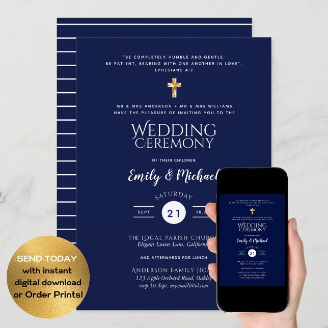 Catholic Wedding Invitations - Parents Names Verse (Creator Uploaded)