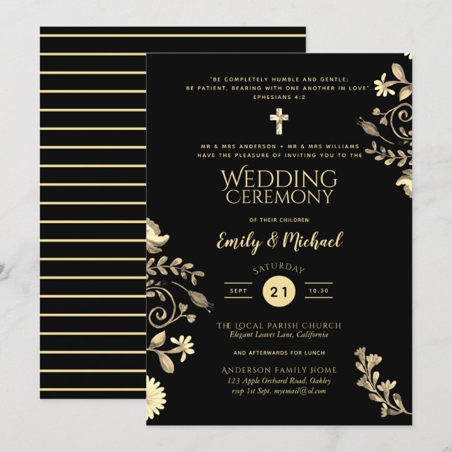 Catholic Wedding Invitations - Parents Names Verse (Front/Back)