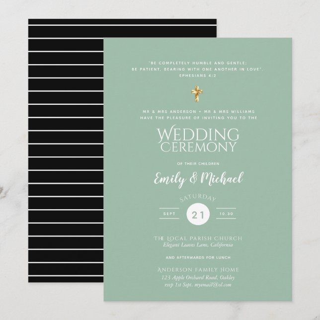 Catholic Wedding Invitations - Parents Names Verse (Front/Back)
