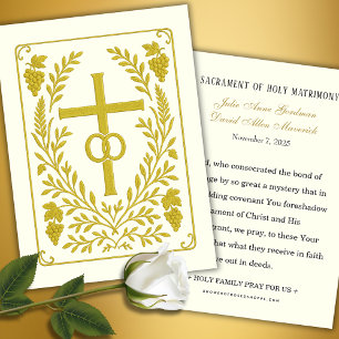 Catholic Wedding Keepsake Gold Cross