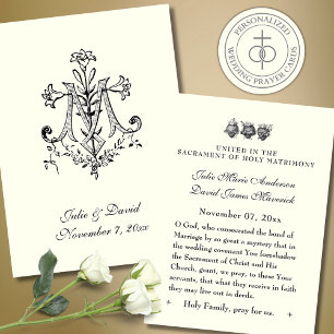 Catholic Wedding Marian Cross Prayer Card