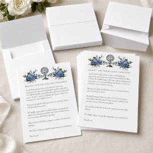 Catholic Wedding Modest Church Attire Blue Roses Stationery