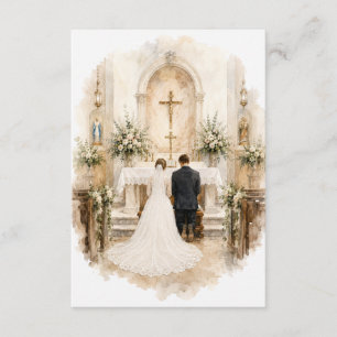 Catholic Wedding Prayer Bride and Groom at Altar Card