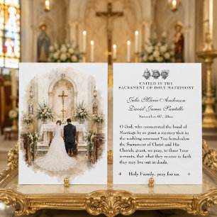 Catholic Wedding Prayer Bride and Groom at Altar Card
