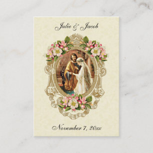 Catholic Wedding prayer Bride Groom Mary Joseph  Place Card