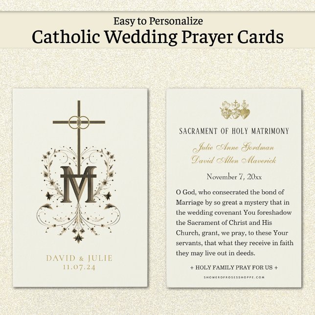  Catholic Wedding Prayer Card with Marian Cross (Share your devotion to the Blessed Mother with our beautiful Marian Cross Prayer Cards. )