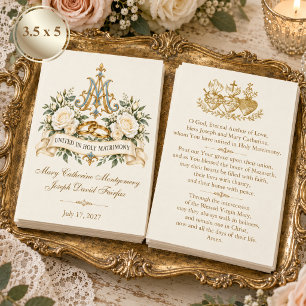 Catholic Wedding Prayer Card with Marian Monogram