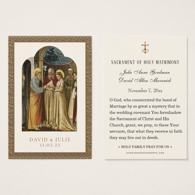 Catholic Wedding Prayer Espousal Virgin Mary (Front & Back)