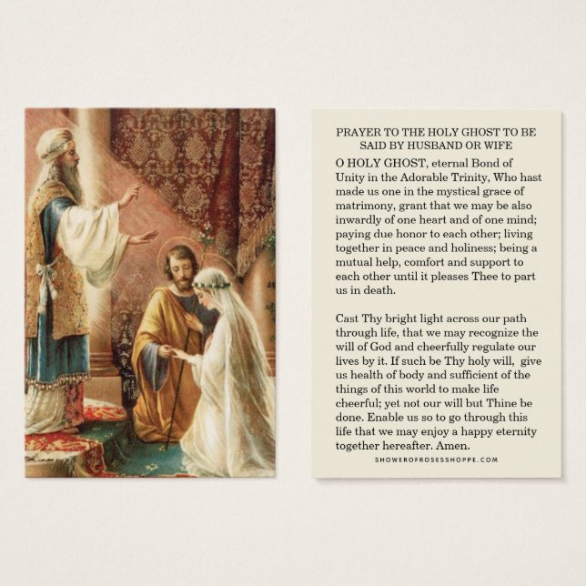 Catholic Wedding Prayer for Husband & Wife (Front & Back)