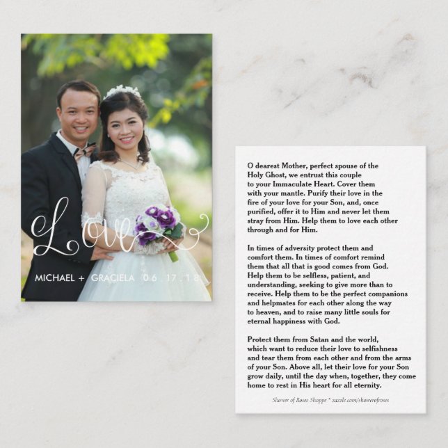 Catholic Wedding Prayer Holy Card | Script Overlay (Front/Back)