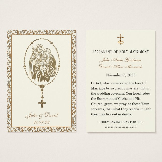Catholic Wedding Prayer Holy Family (Front & Back)