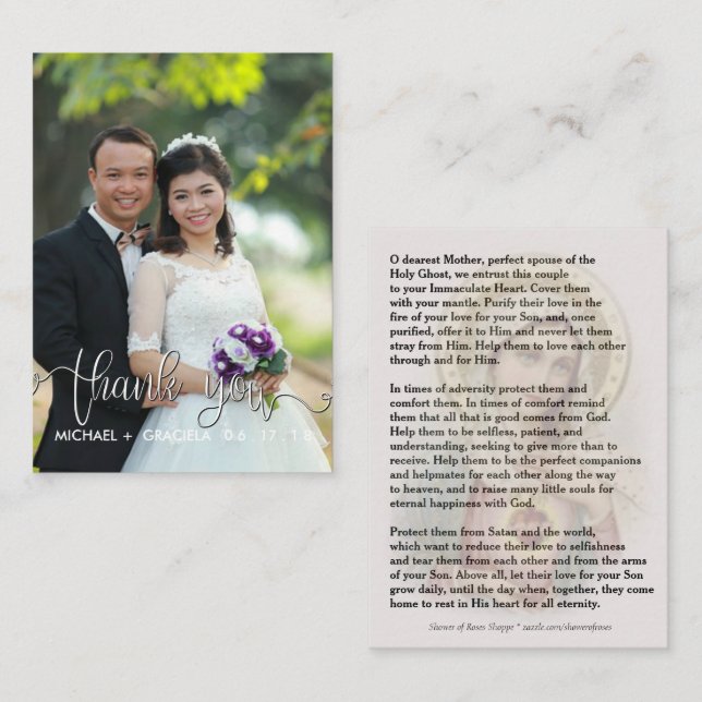 Catholic Wedding Prayer | Virgin Mary Holy Card (Front/Back)