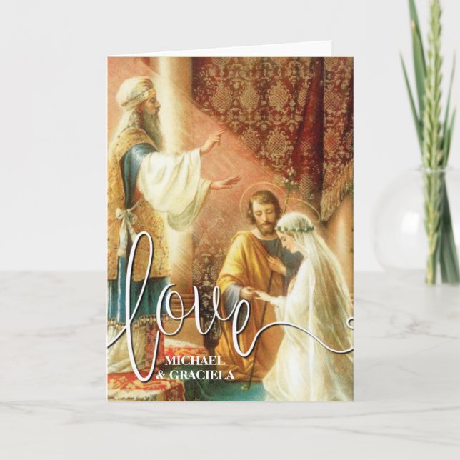 Catholic Wedding Prayer White Love Script Overlay Card (Front)