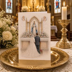 Catholic Wedding Thank You Floral Our Lady Altar Card