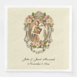 Catholic Wedding Vintage Virgin Mary St. Joseph Napkin