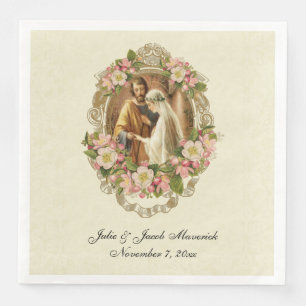 Catholic Wedding Vintage Virgin Mary St. Joseph Napkin