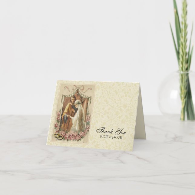 Catholic Wedding Virgin Mary St. Joseph Religious Thank You Card (Front)
