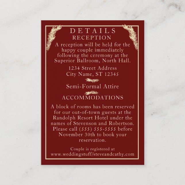 Catholic Winter Wedding Details Enclosure Card (Front)