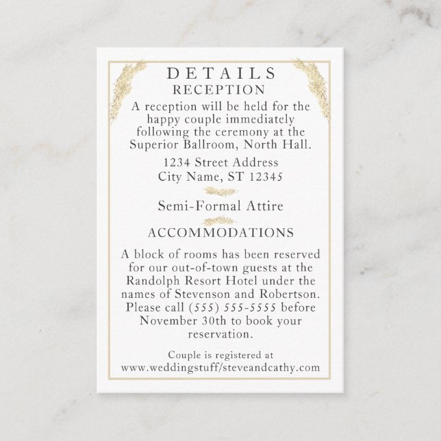 Catholic Winter Wedding Details Enclosure Card (Front)