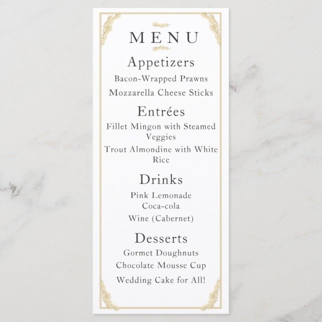 Catholic Winter Wedding Menu (Front)