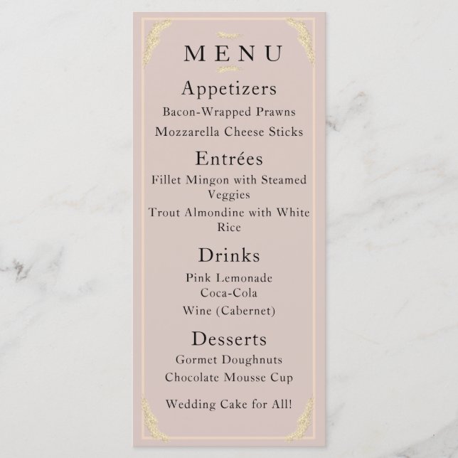 Catholic Winter Wedding Menu (Front)