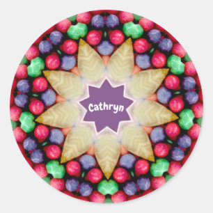 CATHRYN ~ Personalied Easter Candy Pattern ~  Classic Round Sticker